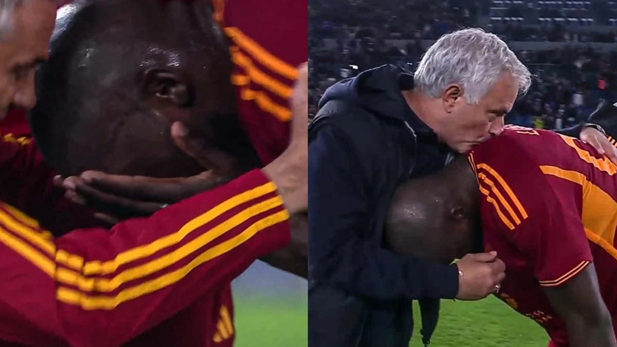 Hóa người hùng giúp AS Roma thắng ở phút bù giờ, Lukaku ôm Mourinho bật khóc